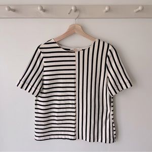 Tori Burch, black and cream 100%cotton boxy top in size S.